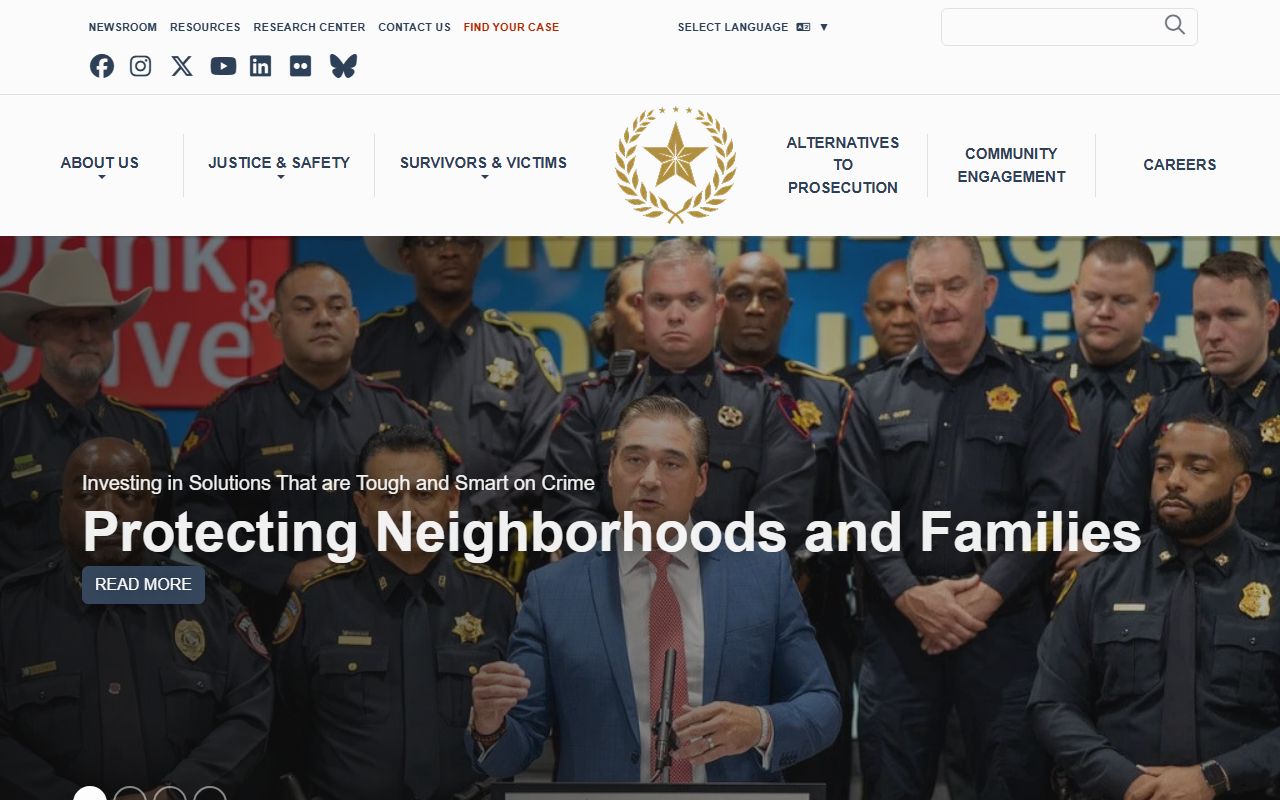 Harris County District Attorney office page for court records after jail arrest