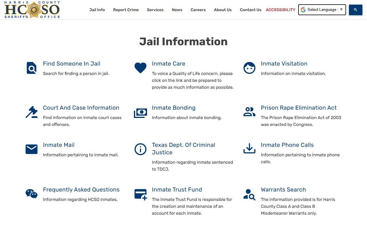Harris County inmate search jail information hub